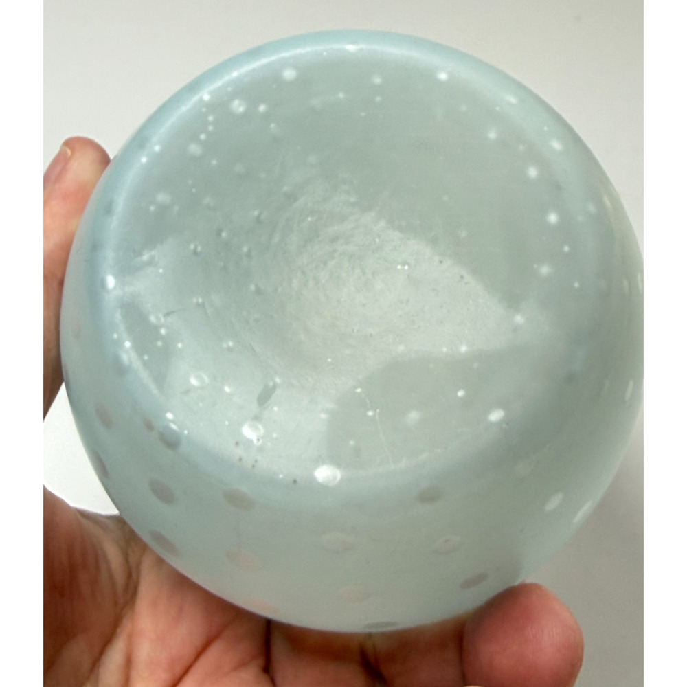 Vintage 4" Fenton Powder Blue Bubble Optic Short Vase Cased Satin Art Glass - Picture 3 of 6